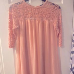 Pink/Peach Lace & Sheer Dress